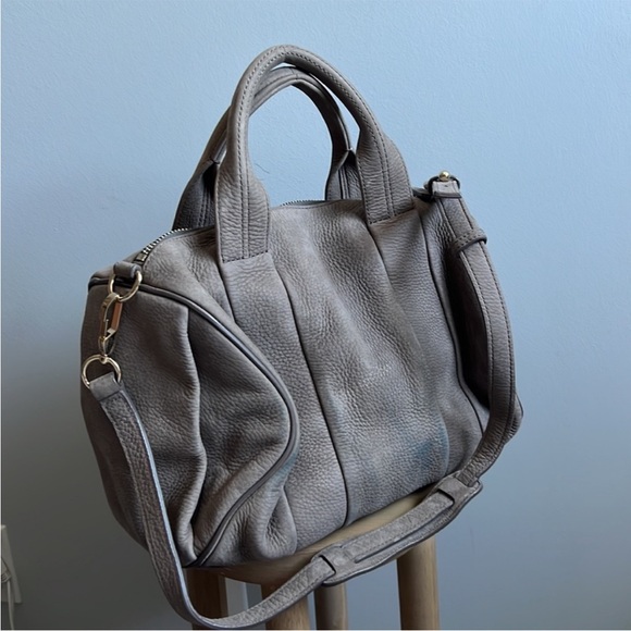 ALEXANDER WANG Large Rocco in Elephant Gray Soft Pebble and Gold - Picture 7 of 14